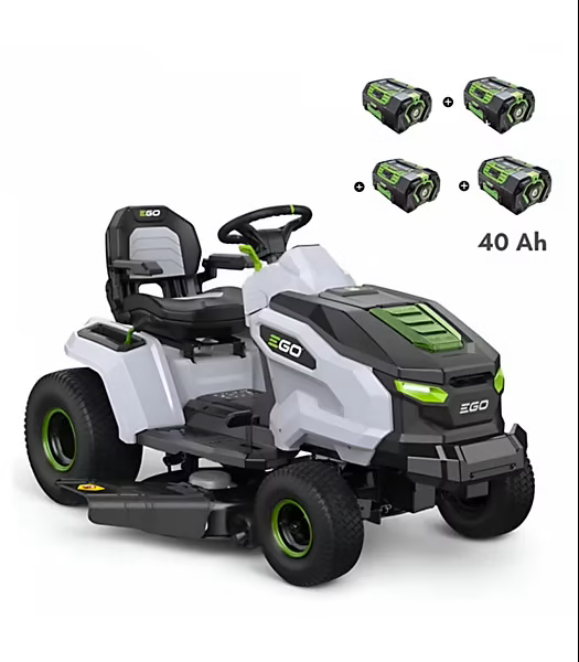 2 PACK Tracteur tondeuse autoportée à éjection latérale et mulching 4 batteries 10Ah et chargeur rapide - EGO TR4201E – Image 1