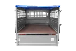 Remorque grillagée 200×106 avec bâche plate bleue, ridelles grillagées et roue jockey – Garden Trailer 200 KIPP – Image 3