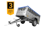 Remorque grillagée 200×106 avec bâche plate bleue, ridelles grillagées et roue jockey – Garden Trailer 200 KIPP